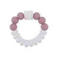 Pink and white silicone baby teething bracelet with octagonal and round beads - Dusty Rose