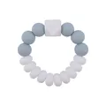 Baby teething bracelet with grey-blue and white silicone beads in multiple shapes - Grey Blue