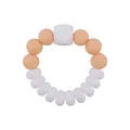 DIY Baby Beißring Armband mit orangefarbenen Silikonperlen und weißer Achteckperle - Dunkle Haut