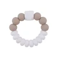 DIY Baby Beißring Armband aus Silikon mit khakifarbenen und weißen runden Perlen - Khaki