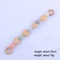 Detail view of beech wood heart teether with colorful crochet beads and size dimensions - Heart Hanging Clip Style (2#)