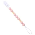 Schnullerkette mit rosa und gelben Silikonperlen und sicherem weißem Clipverschluss - Hellrosa