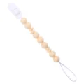 Silikon Schnullerkette mit aprikosenfarbenen Perlen und weißem Sicherheitsclip - Beige