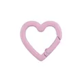 Pink heart-shaped metal spring ring carabiner with matte painted finish for DIY keychains - Light Pink