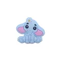 Light blue silicone elephant teether with daisy detail for baby pacifier clips - Blue