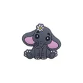 Dark grey elephant silicone teether with pink ears and daisy detail for baby accessories - Dark Gray