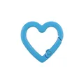 Sky blue heart shaped spring ring metal clasp for DIY keychain and accessory crafts - Blue