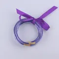 Set di bracciali in silicone viola glitterato con fiocco di nastro e fibbia d'oro - Viola scuro