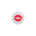DIY baby teether bead with red lip print on white circular base for pacifier chains - Red Lips