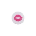 DIY baby pacifier chain silicone bead with pink lip print on white background - Rose Red Lips