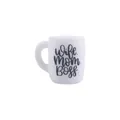Mini witte beker hanger met wife mom boss tekst voor DIY accessoires en knutselwerk - Wife Mom Boss Stijl (7#)