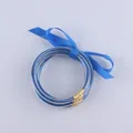 Set di tre bracciali in silicone con glitter blu e fiocco in nastro di seta blu - Blu Zaffiro