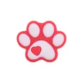 Pink and white silicone paw print teething bead accessory with red heart for baby DIY chain - Red