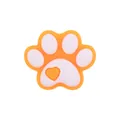 Orange paw print silicone charm with a heart for toddler teether pacifier clips - Orange