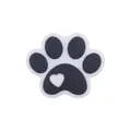 Silicone baby teether charm featuring a cute black dog paw print with a white heart detail - Black