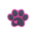 Cartoon dog paw silicone shoe charm in rose red and dark grey with heart pattern - Rose Red