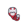 Cartoon stethoscope PVC shoe charm charm with cute facial expression and red accents - Red Stethoscope