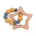 Star-shaped beech wood and ginger yellow silicone bead teething bracelet for baby - Turmeric
