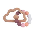 Baby teething toy set featuring beech wood cloud and colorful silicone beads in pink and purple - Dusty Rose