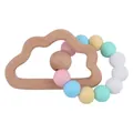 Cloud beech wood and macaron silicone bead teether for baby soothing and gum care - Macaron Series