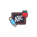 Cartoon chalkboard silicone charm with red apple and pencil for DIY pacifier chains - ABC Blackboard