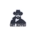 Cartoon monochrome character PVC shoe charm with GET RIPPED text for DIY footwear - Muscle Man Silhouette