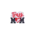 DIY PVC shoe charm featuring red Track and black MOM text with winged foot logo - Heart (Track MOM)