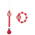 Red apple baby pacifier clip and silicone teething beads set for toddlers - Red Apple Combination