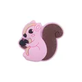 Pink silicone squirrel teething charm with brown tail and acorn for DIY pacifier clips - Pink