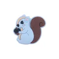 Blue silicone squirrel teether charm with brown tail for DIY pacifier clips - Blue