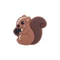 Cute brown cartoon squirrel silicone teether charm for baby pacifier clips and DIY crafts - Brown