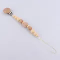 Baby-Schnullerkette mit beigen Silikonperlen und natürlichen Holzelementen - Beige