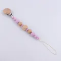Baby Schnullerkette mit hellvioletten Silikonperlen und natürlichen Holzperlen - Hellviolett