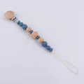 Baby Schnullerkette mit blauen Silikonperlen und achteckigen Holzperlen zum Beißen - Dunkelblau