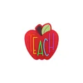 Cute red apple silicone shoe charm with colorful TEACH text for DIY accessories - Red Apple (TEACH)