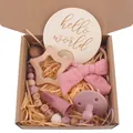 Pink baby gift set with wooden star teether, headband and silicone pacifier clip - 6-Piece Set / Dusty Pink
