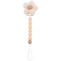 Sujetachupetes de silicona con flor de tela y cuentas rosa melocotón para bebés - Piel clara