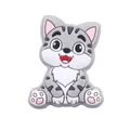 Détail de la perle en silicone chat gris pour chaîne de tétine et bracelet de dentition - Gris clair