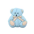 Close-up of a blue cartoon bear silicone charm for DIY pacifier clips and shoe charms - Blue