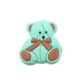 Detail of mint green PVC cartoon bear charm with 3D embossed texture for shoes - Christmas Green