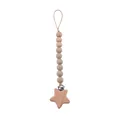 Détail du clip étoile en bois de hêtre et perles en silicone pour attache-tétine - Kaki