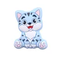 Close-up of light blue cartoon cat silicone bead for DIY baby pacifier clip and teether - Blue