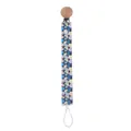 Detail of wooden pacifier clip with tropical leaf pattern fabric and elastic loop - Solid Floral Leaf
