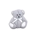 Close-up of a grey 3D silicone bear charm for baby pacifier clips or shoe decoration - Gray