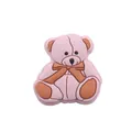 Detailed view of a soft pink PVC teddy bear bead for DIY pacifier clips and crafts - Pink