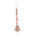 Détail de l'attache-tétine en hêtre en forme d'étoile avec perles en silicone - Série Rose