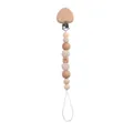 Detail von Herz-Holzclip mit Häkelperlen und Stern-Gravur für Schnullerkette von Babys - Beige