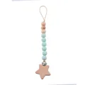 Star-shaped beech wood and mint green silicone pacifier clip chain for infants - Light Green