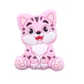 Pink kitten cartoon silicone bead for DIY baby pacifier clips and teething bracelets - Pink