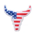 Bull head shoe charm featuring American flag pattern in red, white, and blue colors - Bull Head
